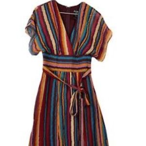 BCBG Paris Women's Multicolor Silk Mid Dress Sz 10